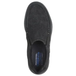 Slip-On Shoes*Skechers Men's , Relaxed Fit: Cohagen - Vierra Sneaker - Extra Wide Width Black Canvas