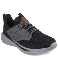 Slip-On Shoes*Skechers Men's , Relaxed Fit: Slade - Breyer Sneaker - Wide Width Black Gray Knit