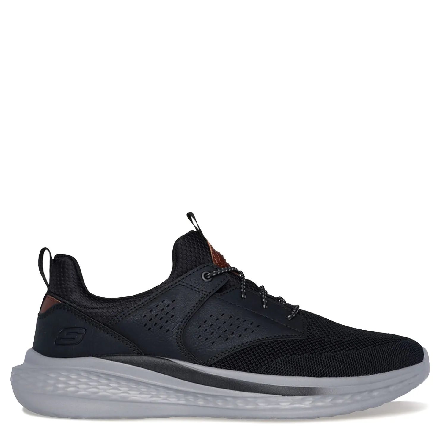 Slip-On Shoes*Skechers Men's , Relaxed Fit: Slade - Breyer Sneaker - Wide Width Black Knitted Mesh