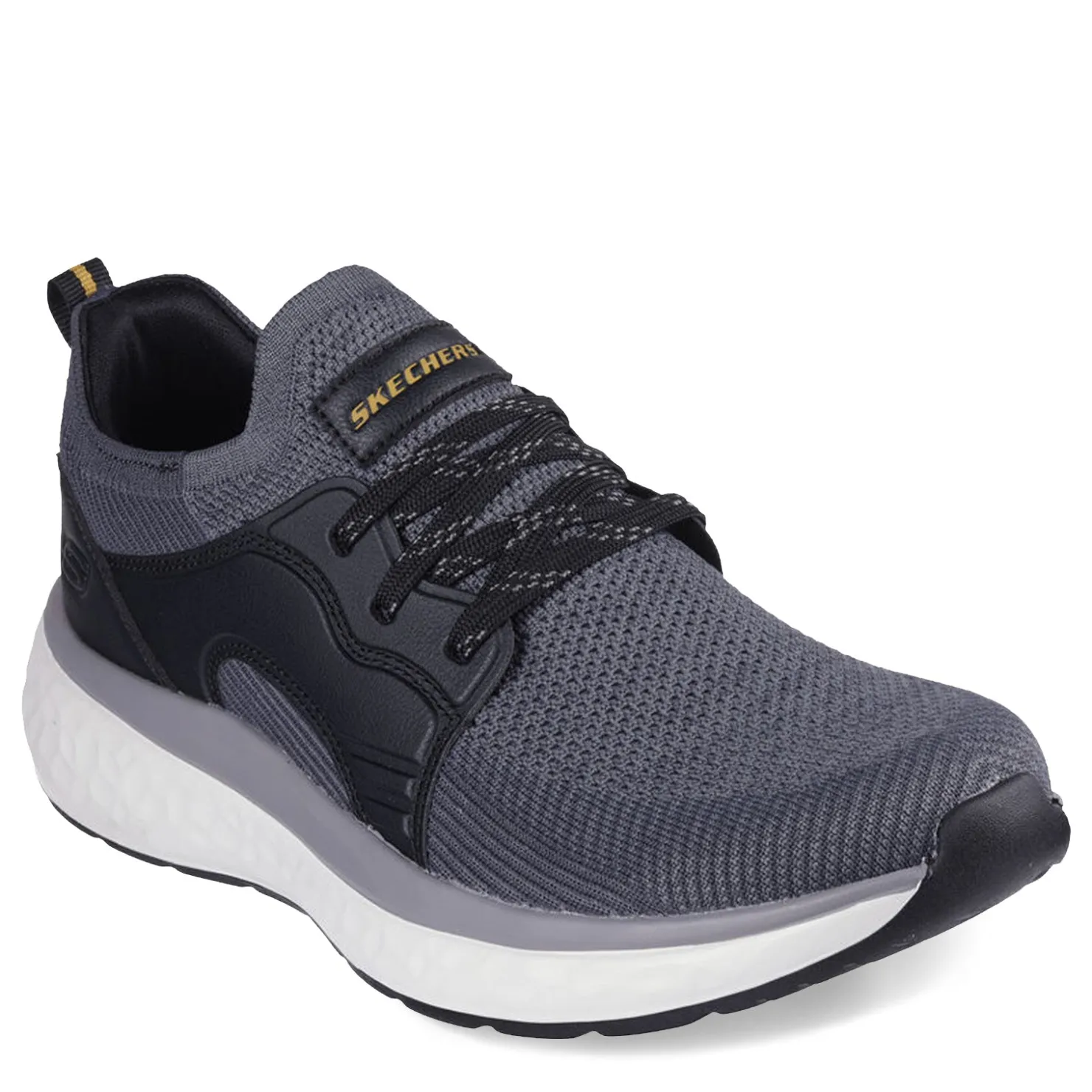 Slip-On Shoes*Skechers Men's , Relaxed Fit: Lancer - Dalton Sneaker Black Gray Knit