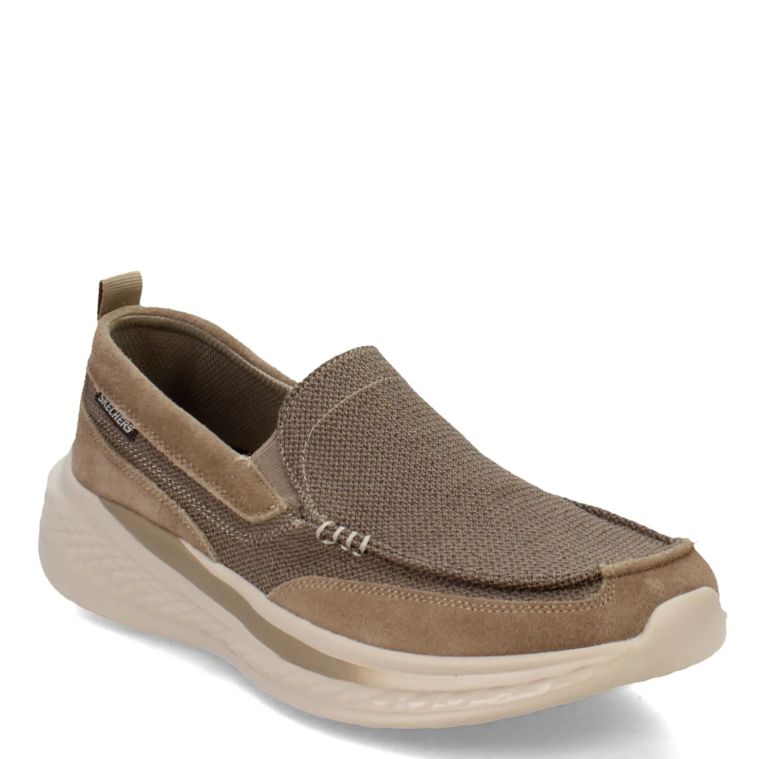 Slip-On Shoes*Skechers Men's , Slade - Munson Slip-On Lt Brown Suede/Mesh
