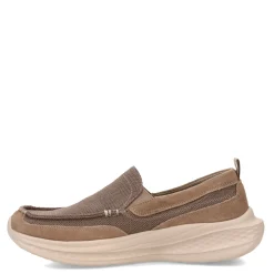Slip-On Shoes*Skechers Men's , Slade - Munson Slip-On Lt Brown Suede/Mesh