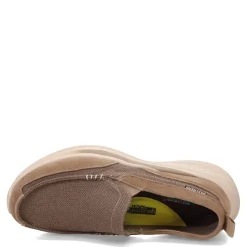 Slip-On Shoes*Skechers Men's , Slade - Munson Slip-On Lt Brown Suede/Mesh