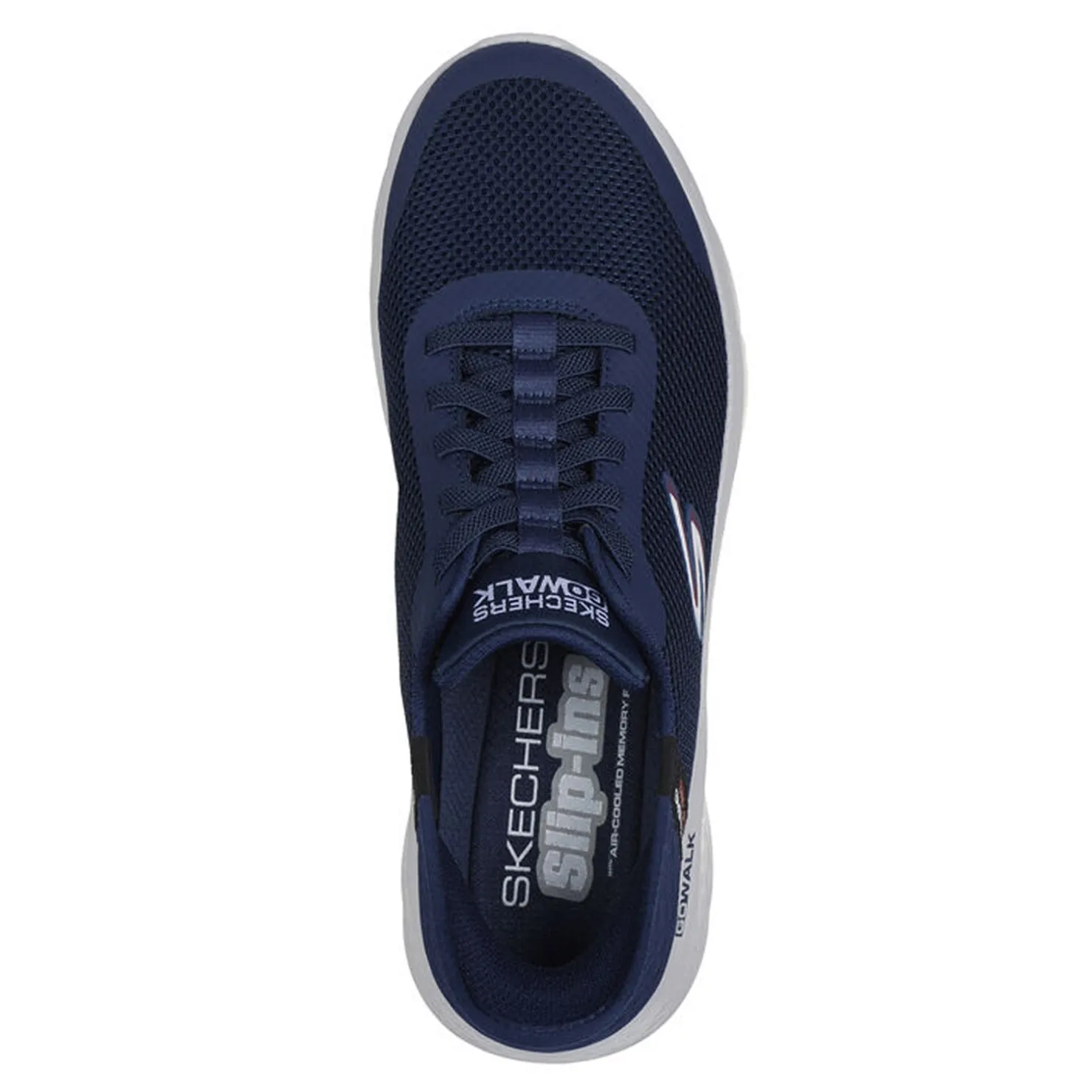 Walking*Skechers Men's , Slip-ins: GO WALK Flex - Hands Up Walking Shoe - Wide Width Navy And Grey