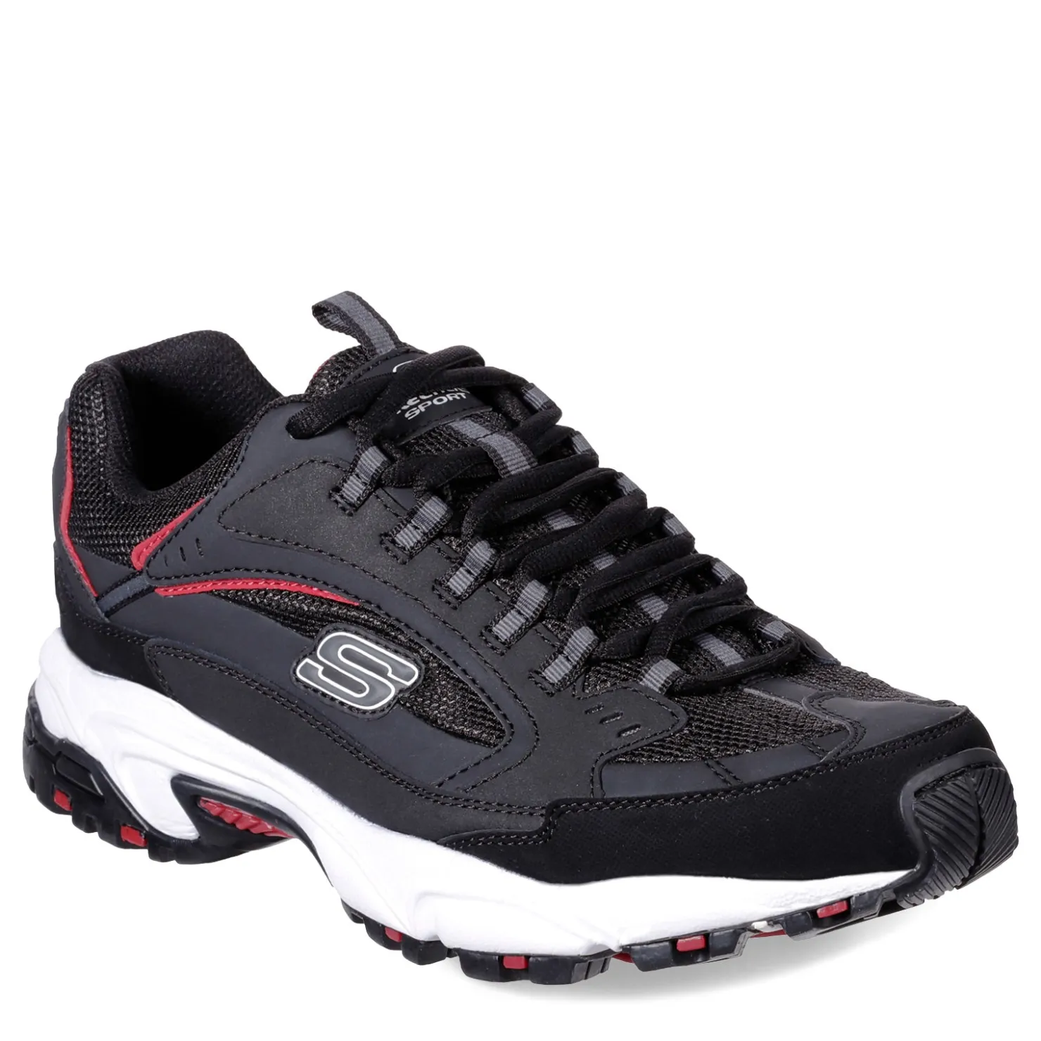 Walking*Skechers Men's , Stamina - Cutback Sneaker - Wide Width Black/Red