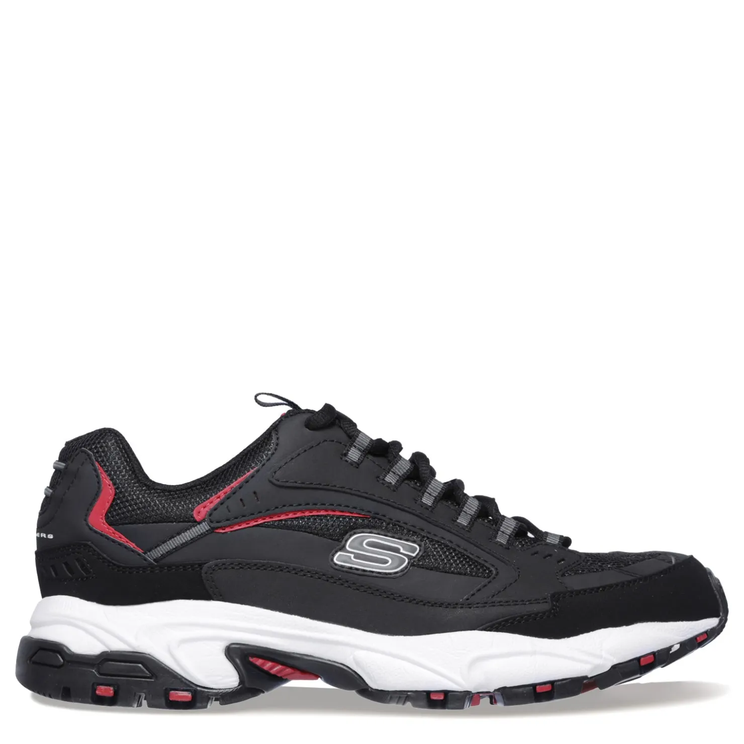 Walking*Skechers Men's , Stamina - Cutback Sneaker - Wide Width Black/Red