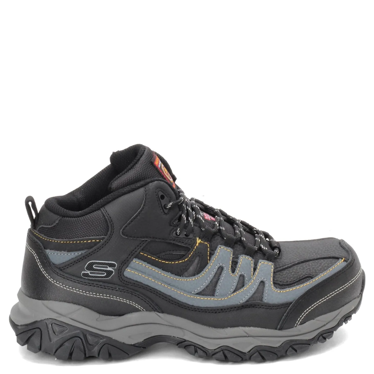 Boots*Skechers Work Men's , Relaxed Fit: Holdredge - Rebem ST Boot - Wide Width Black/Charcoal