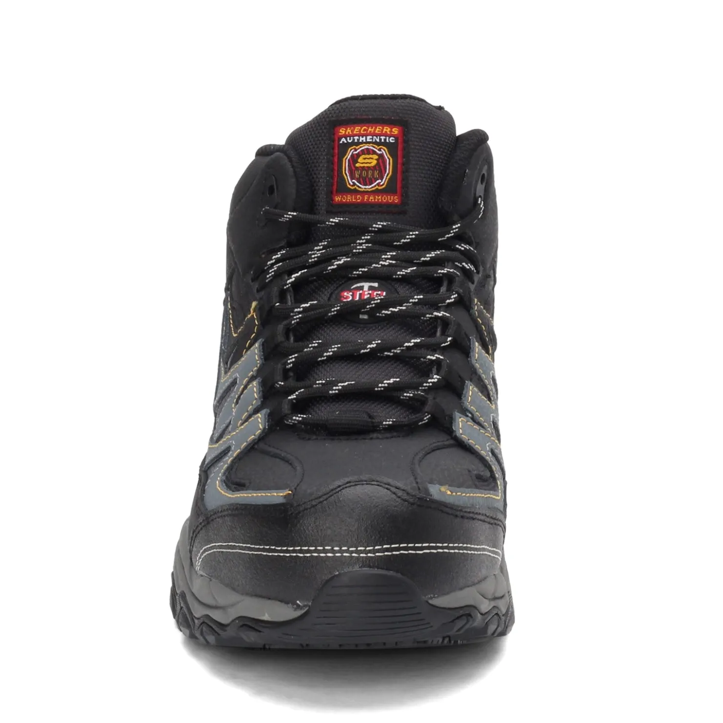 Boots*Skechers Work Men's , Relaxed Fit: Holdredge - Rebem ST Boot - Wide Width Black/Charcoal