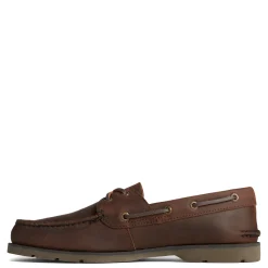 Boat Shoes*Sperry Men's , Leeward X Lace Boat Shoe Brown Tumbled Leather