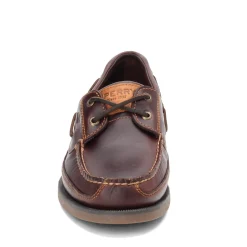 Boat Shoes*Sperry Men's , Mako 2-Eye Boat Shoe Brown Red