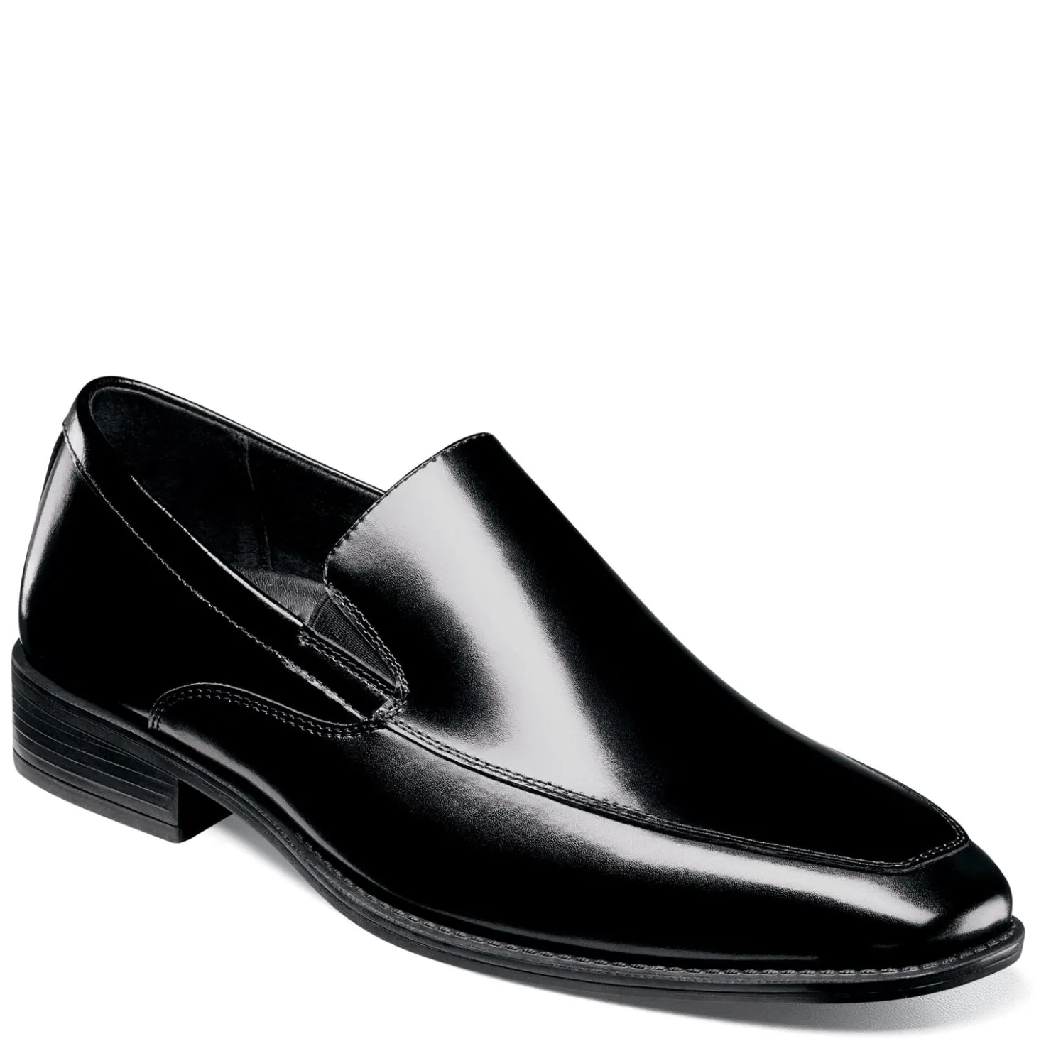 Dress*Stacy Adams Men's , Aldrich Moc Toe Slip-On Black Shiny
