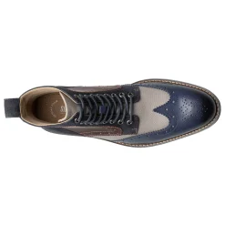 Boots*Stacy Adams Men's , Finnegan Wingtip Lace Up Boot Navy Multi