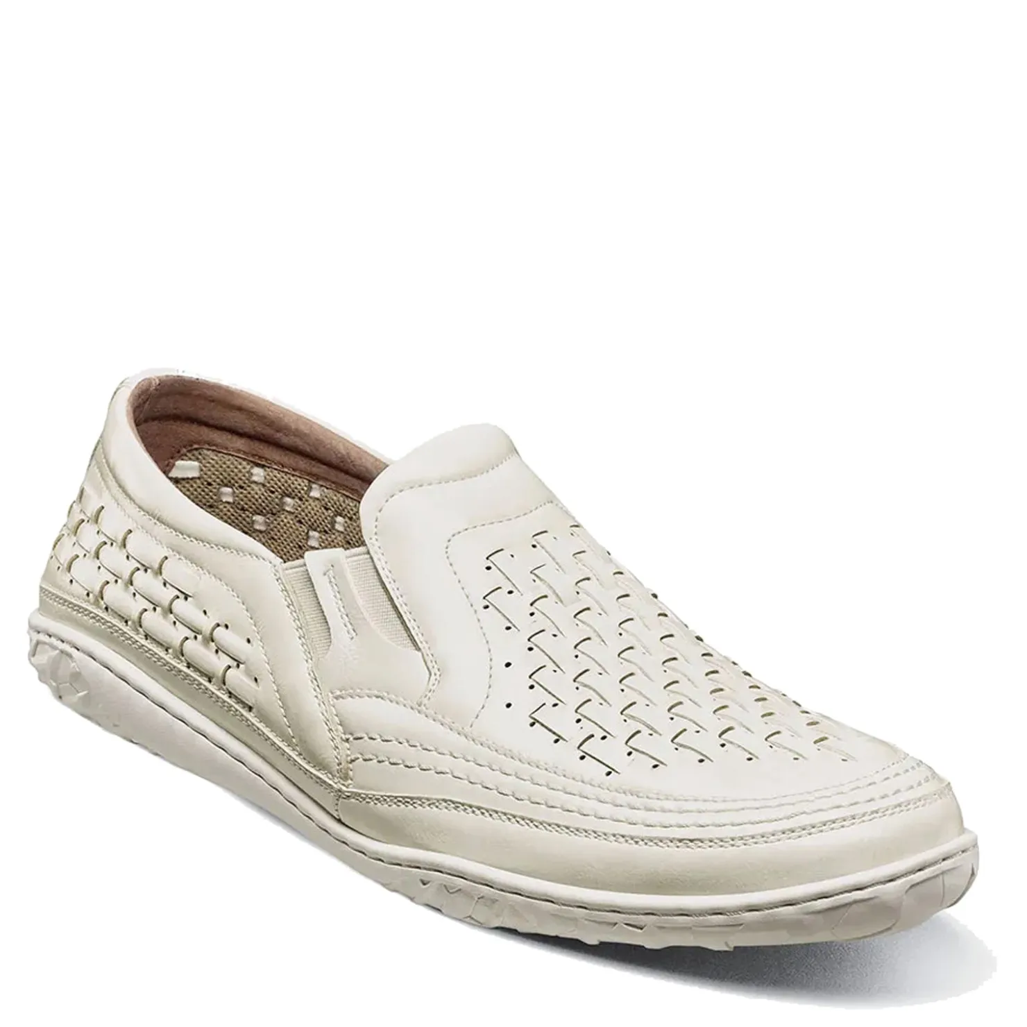 Slip-On Shoes*Stacy Adams Men's , Ithaca Moc Toe Slip-On White