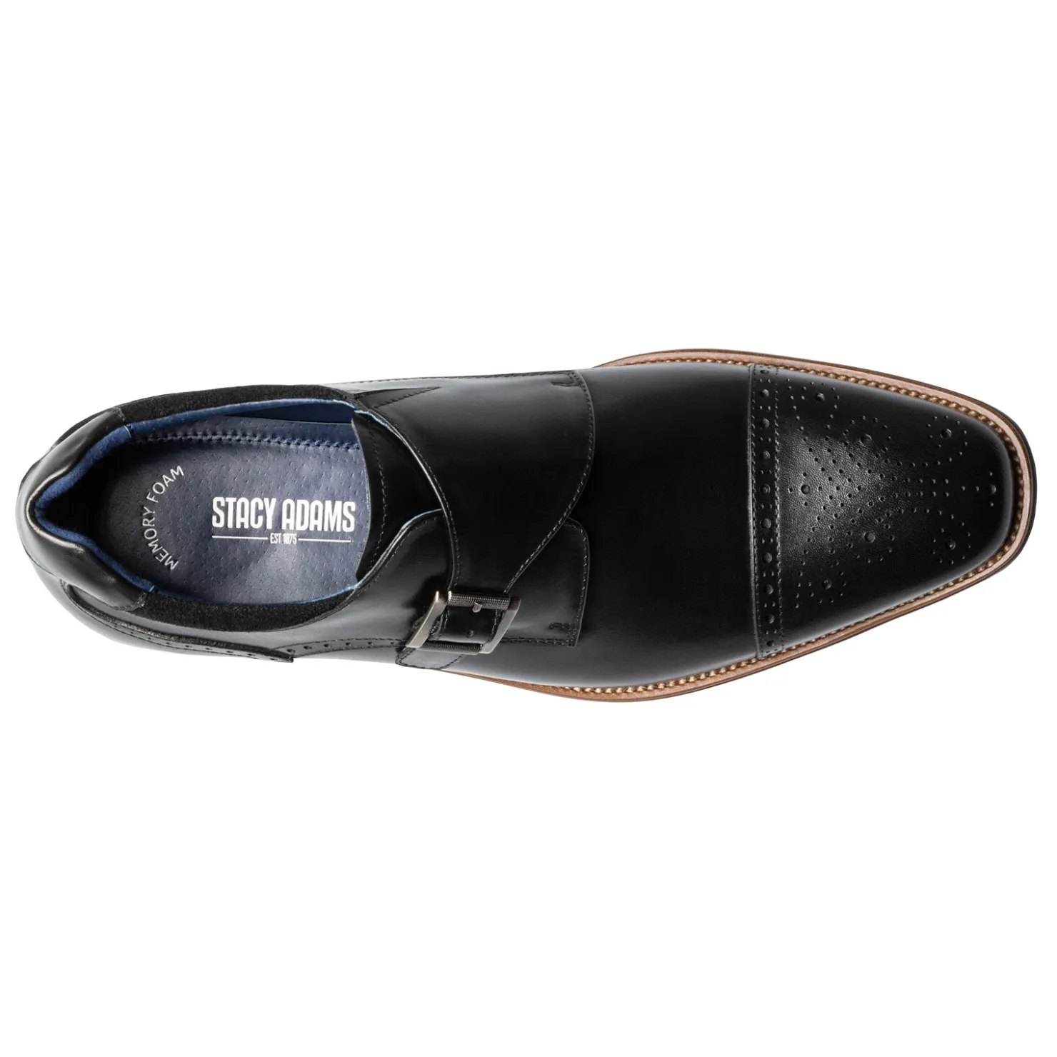Dress*Stacy Adams Men's , Mathis Cap Toe Monk Strap Black