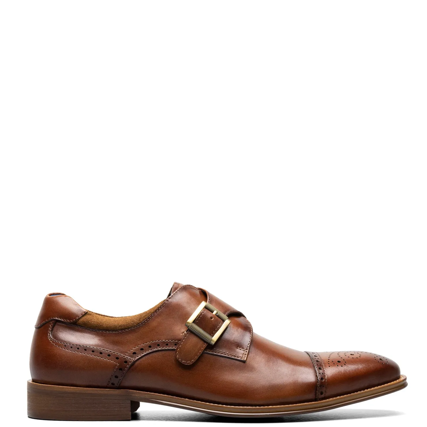 Dress*Stacy Adams Men's , Mathis Cap Toe Monk Strap Cognac