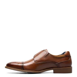 Dress*Stacy Adams Men's , Mathis Cap Toe Monk Strap Cognac