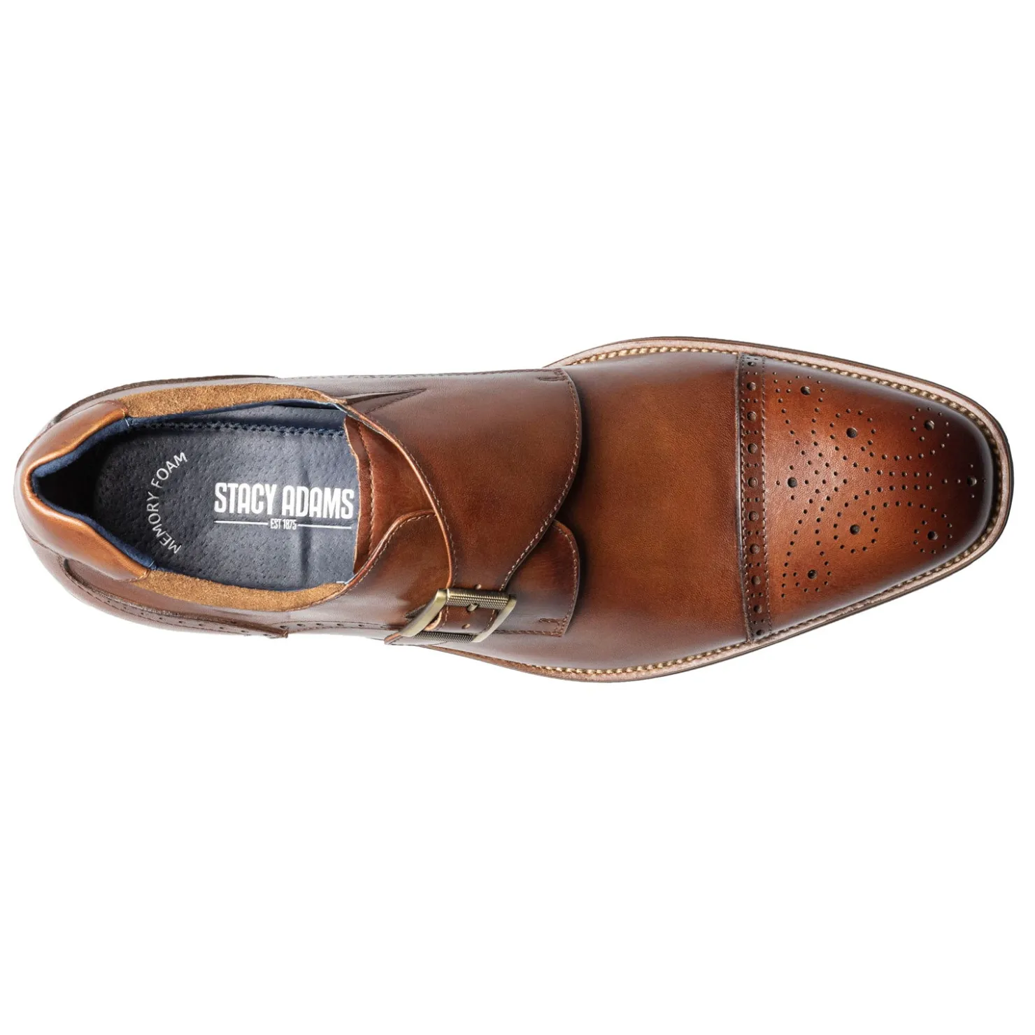 Dress*Stacy Adams Men's , Mathis Cap Toe Monk Strap Cognac
