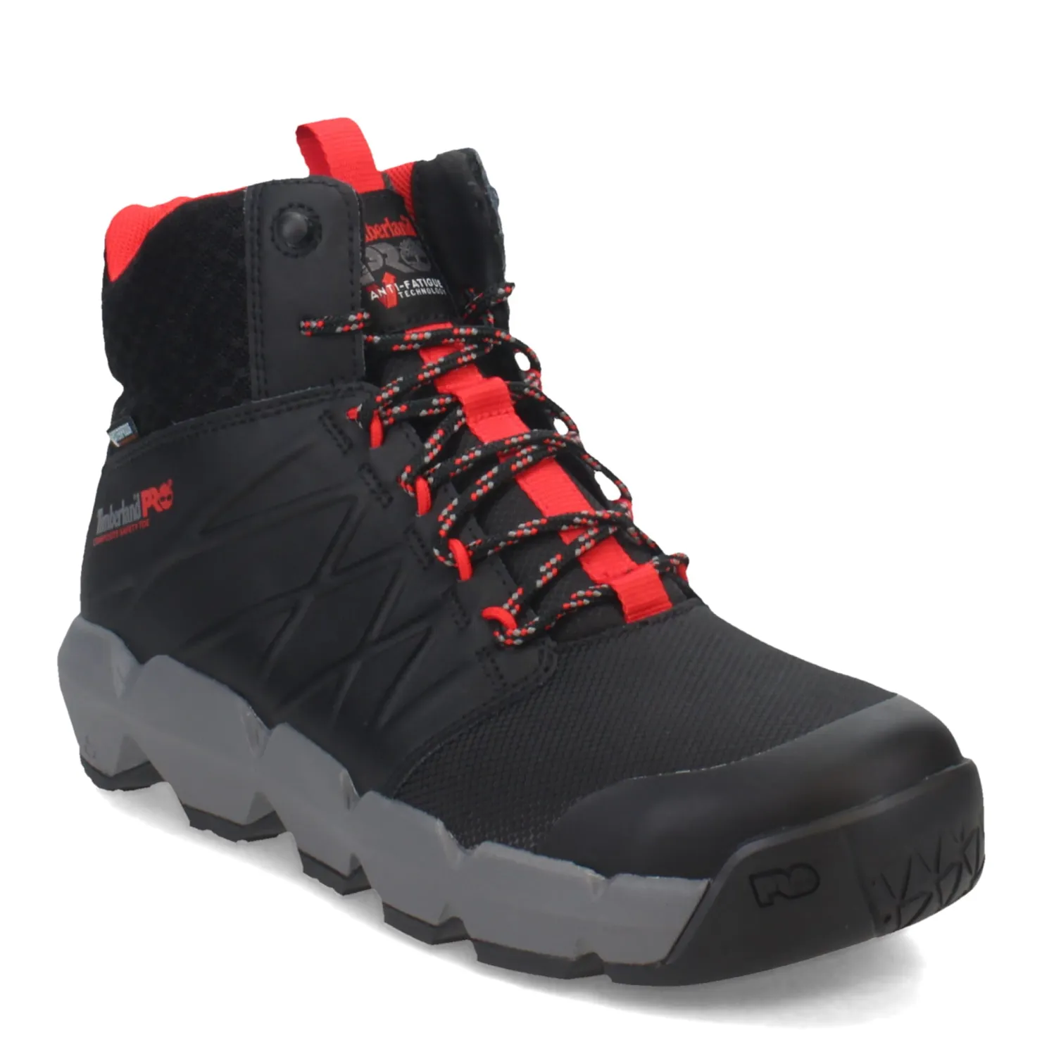 Work & Safety*Timberland Pro Men's , Morphix Mid Waterproof CT Boot Black Red