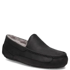 Slip-On Shoes*UGG Men's , Ascot Slipper Black Leather/Grey