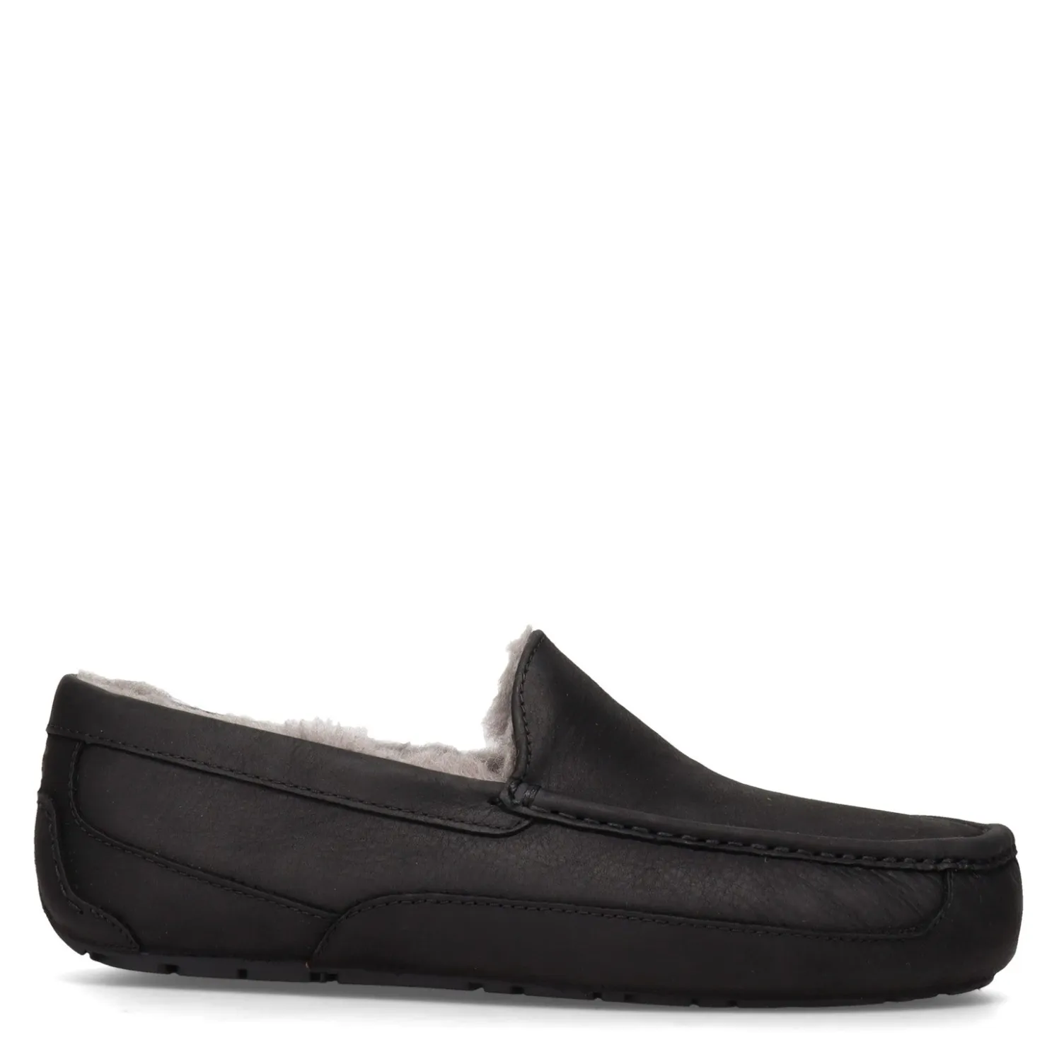Loafers*UGG Men's , Ascot Slipper Black Leather/Grey