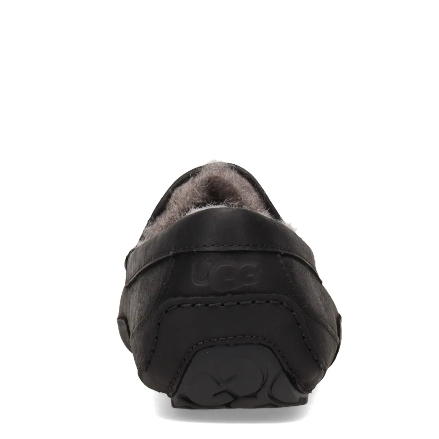 Loafers*UGG Men's , Ascot Slipper Black Leather/Grey