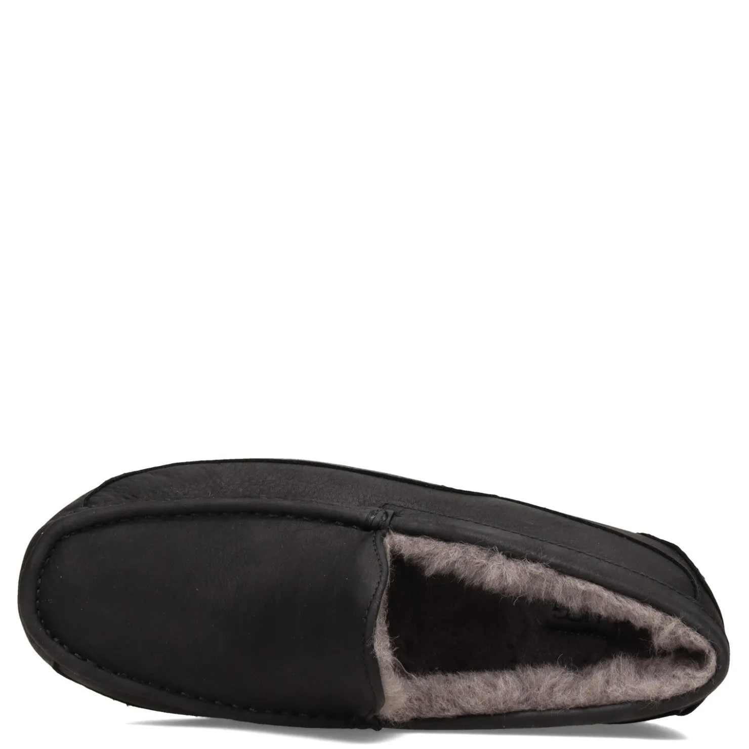 Loafers*UGG Men's , Ascot Slipper Black Leather/Grey