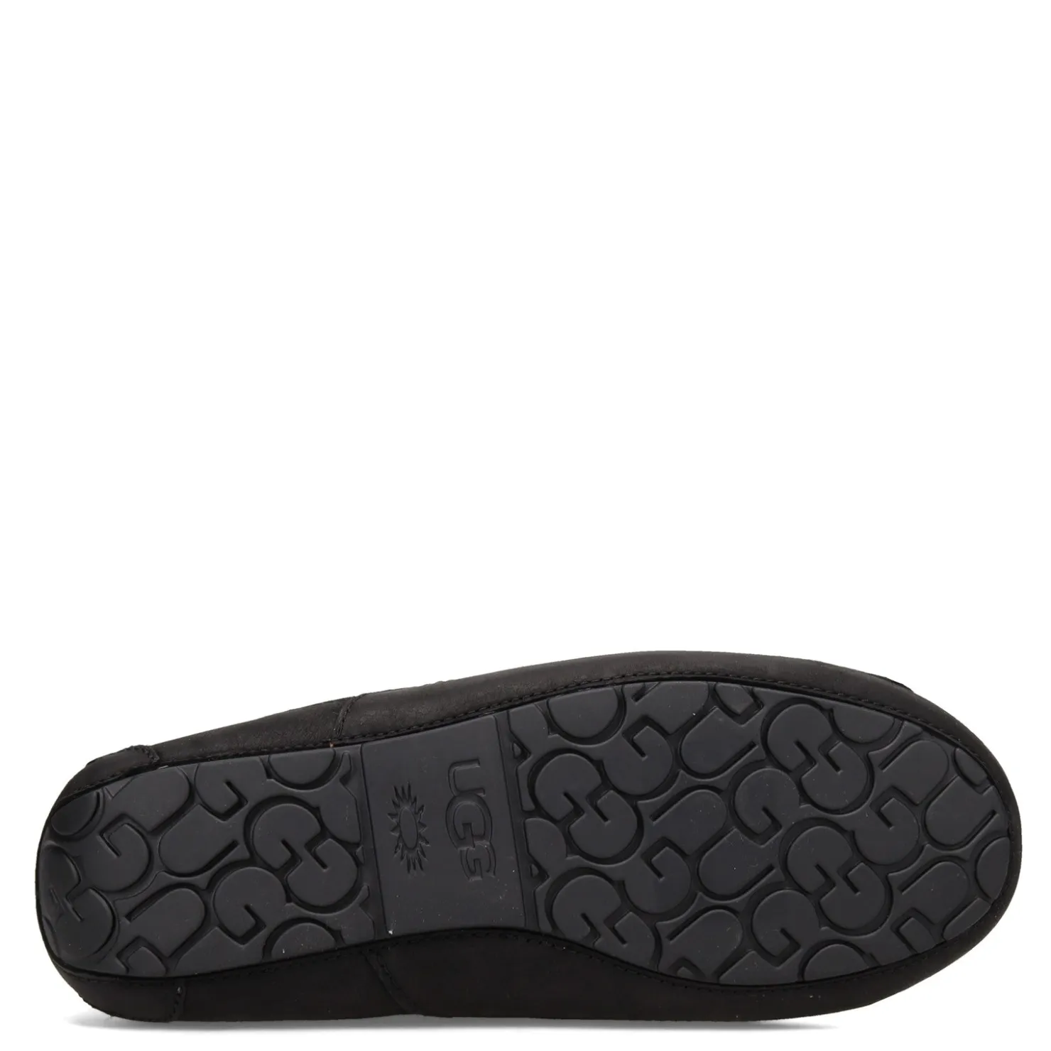 Slippers*UGG Men's , Ascot Slipper - Wide Width Black Leather/Grey