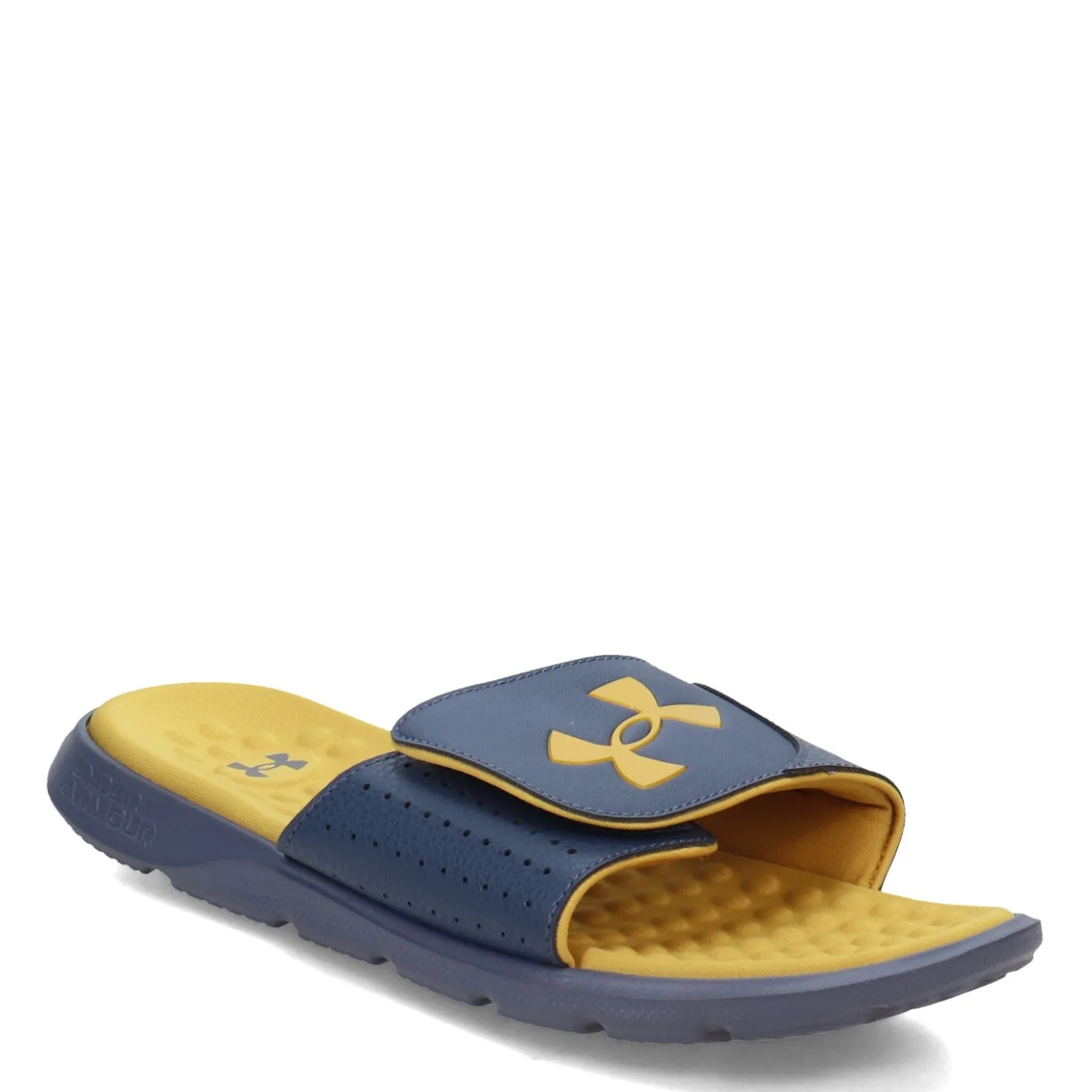 Slides*Under Armour Men's , Ignite 7 Slide Sandal Downpour Gray/Downpour Gray/Gilded Yellow