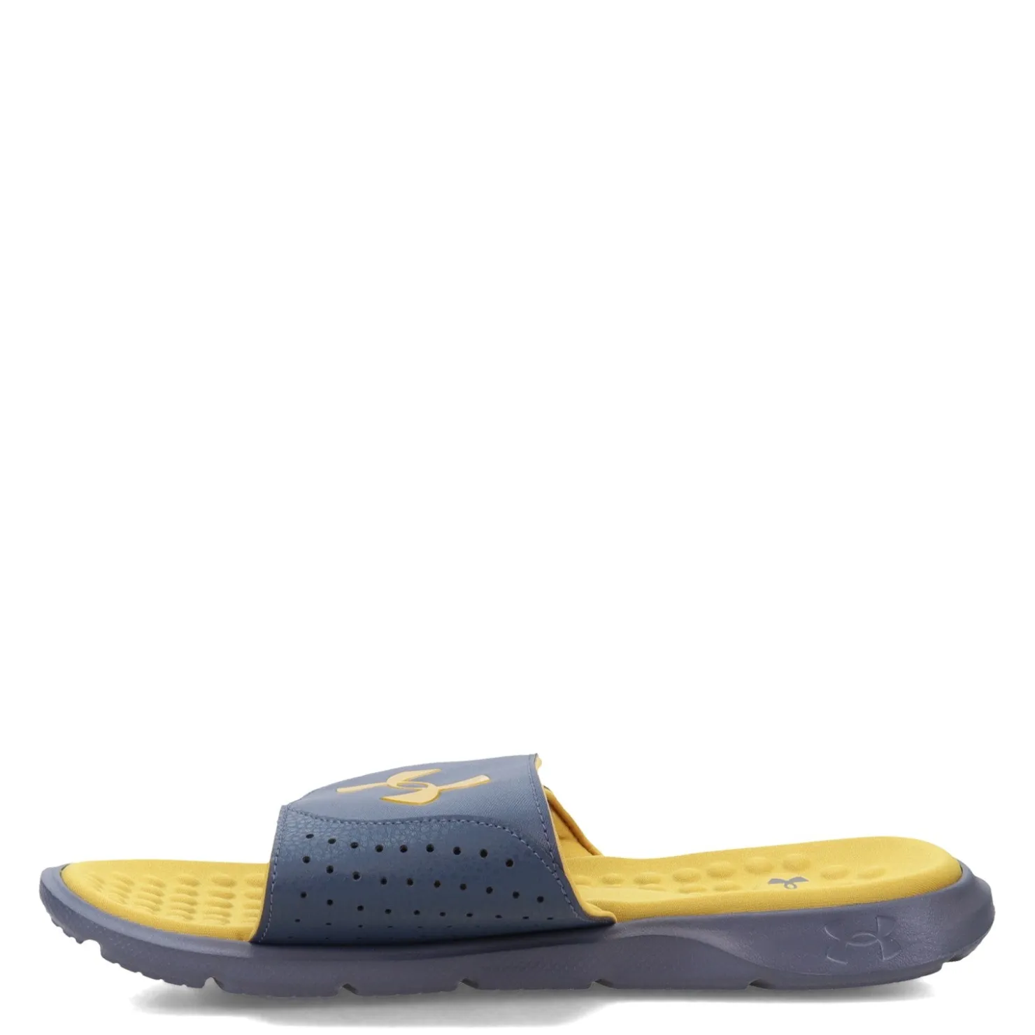 Slides*Under Armour Men's , Ignite 7 Slide Sandal Downpour Gray/Downpour Gray/Gilded Yellow