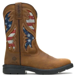 Work & Safety*Wolverine Men's Boots, Rancher ST Work Boot Brown Usa Flag