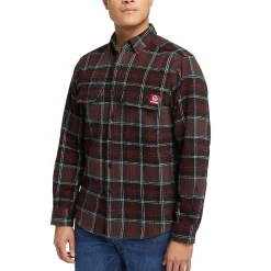 Outerwear*Wolverine Men's , Glacier Heavyweight Flannel Shirt Midnight Black Plaid
