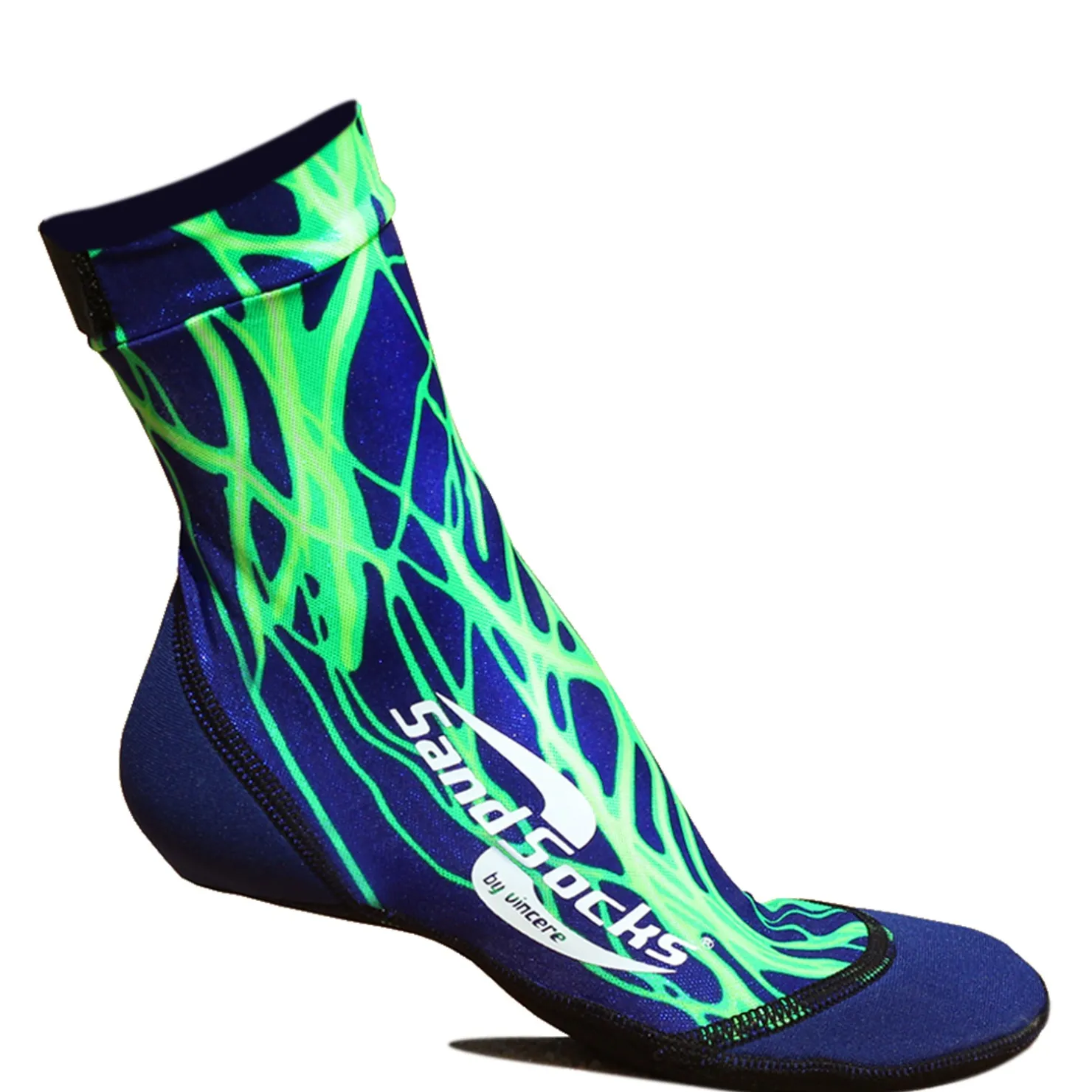 Socks*Sand Socks Inc Sand Socks, Classic High Top Sock Green Lightning