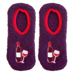Socks*Living Royal Inc Unisex Living Royal, Fuzzy Slipper Socks Purple Wine Glasses