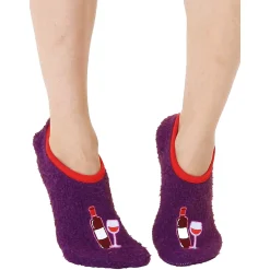 Socks*Living Royal Inc Unisex Living Royal, Fuzzy Slipper Socks Purple Wine Glasses