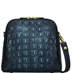 Handbags*Anuschka Women's , Croc Embossed Zip Around Travel Organizer Sapphire Croc