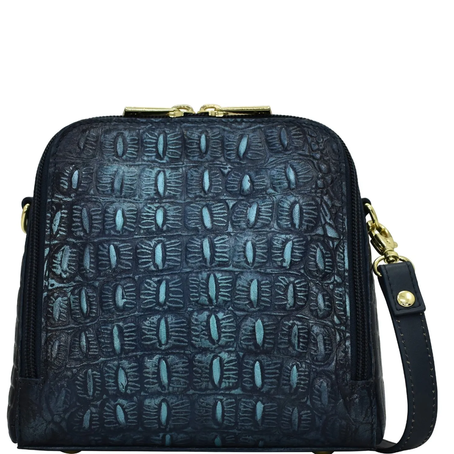 Handbags*Anuschka Women's , Croc Embossed Zip Around Travel Organizer Sapphire Croc