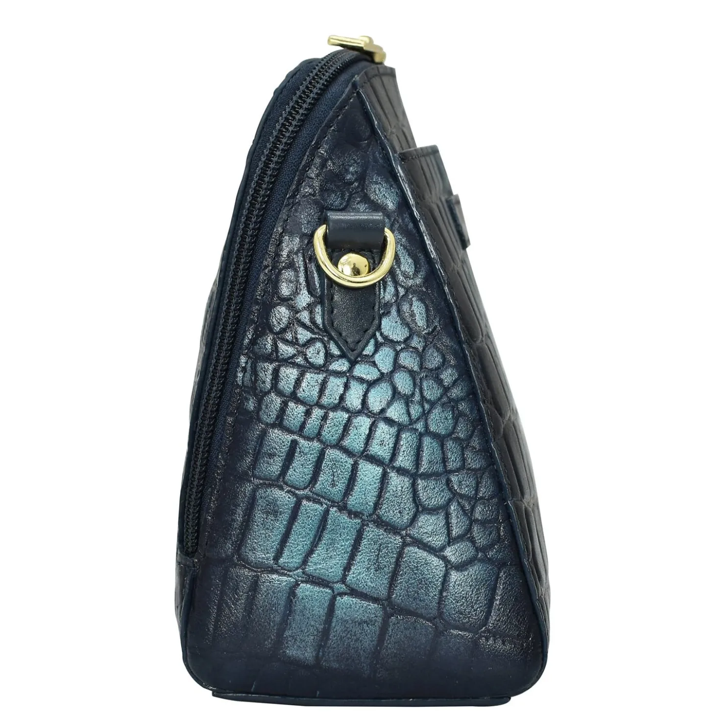 Handbags*Anuschka Women's , Croc Embossed Zip Around Travel Organizer Sapphire Croc