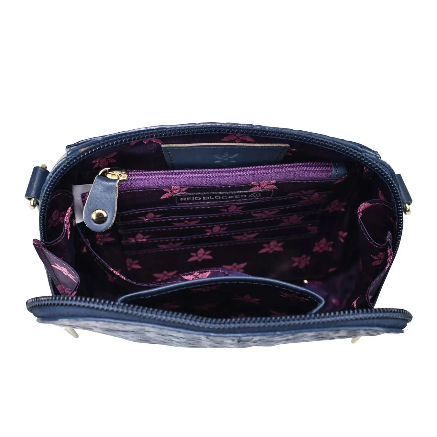 Handbags*Anuschka Women's , Croc Embossed Zip Around Travel Organizer Sapphire Croc