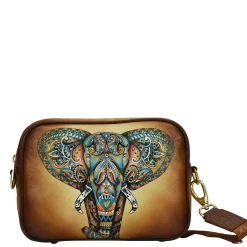 Handbags*Anuschka Women's , Twin Top Messenger Elephant Mandala
