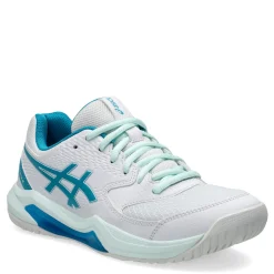 Court*ASICS Women's , GEL-Dedicate 8 Pickleball Shoe - Wide Width White/Teal Blue