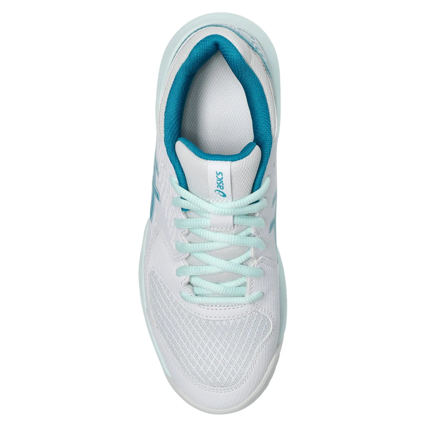 Court*ASICS Women's , GEL-Dedicate 8 Tennis Shoe White/Teal Blue
