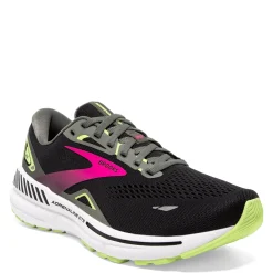 Running*Brooks Women's , Adrenaline GTS 23 Running Shoe - Wide Width Black/Pink/Green