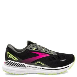 Running*Brooks Women's , Adrenaline GTS 23 Running Shoe - Wide Width Black/Pink/Green