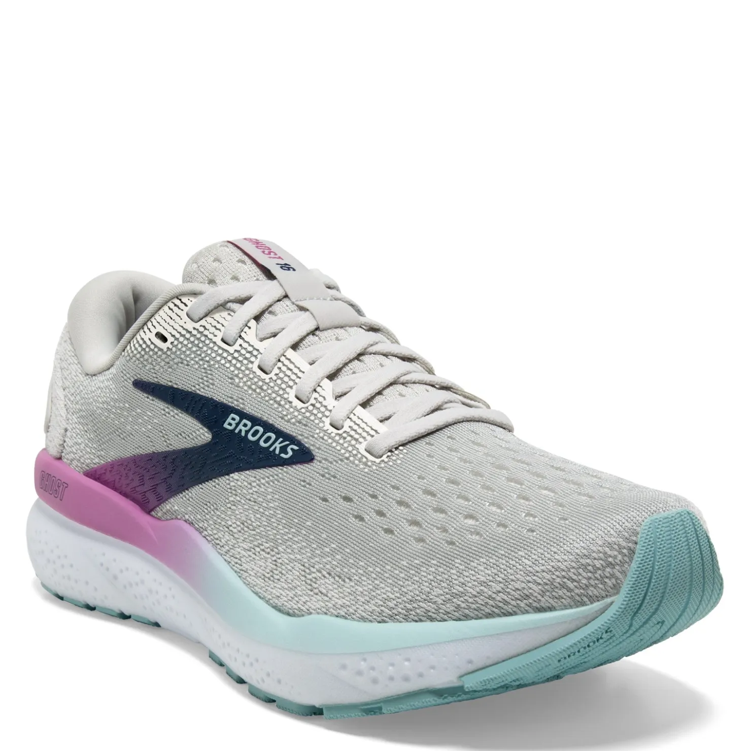 Running*Brooks Women's , Ghost 16 Running Shoe White/Grey/Estate Blue