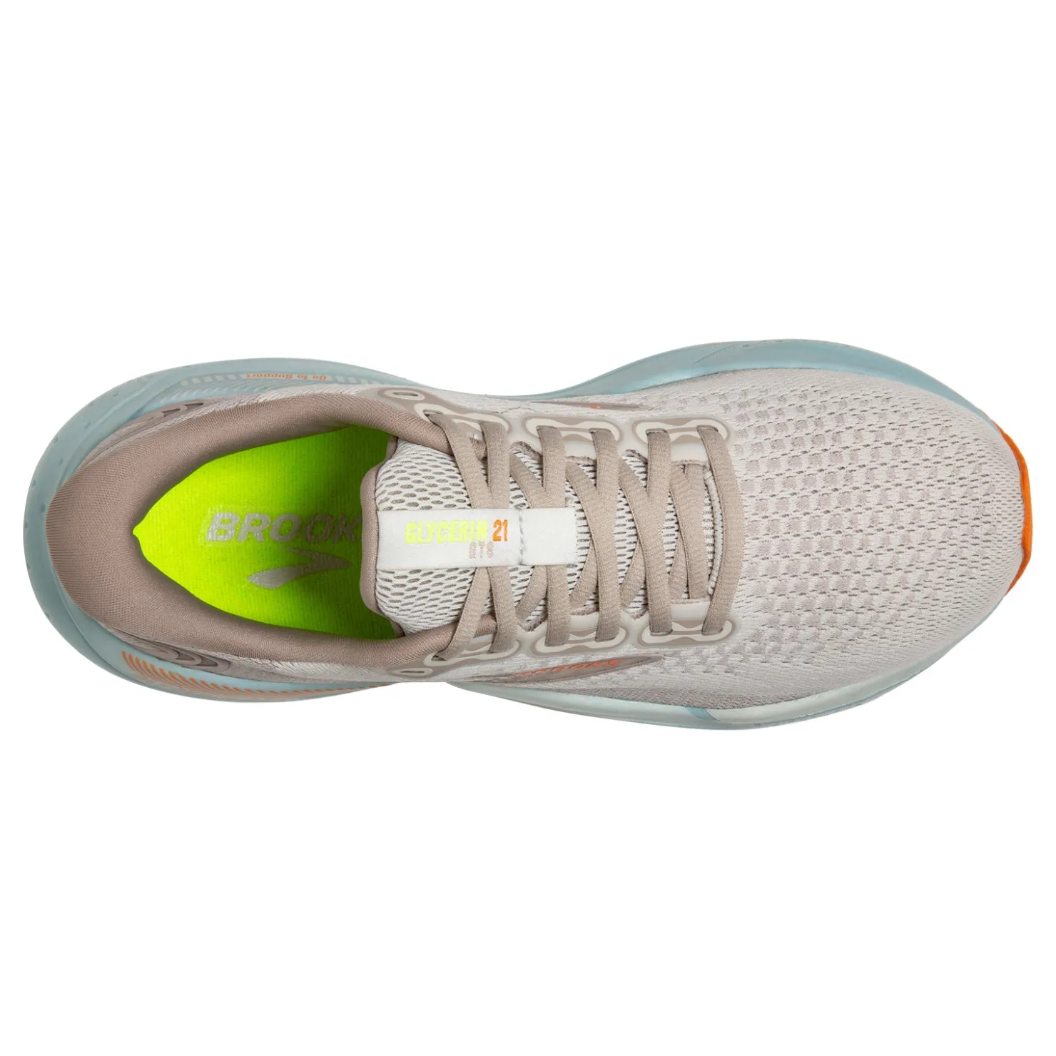 Running*Brooks Women's , Glycerin GTS 21 Running Shoe Coconut/Aqua/Autumn Sunset