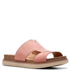 Footbed Sandals*Clarks Women's , Arwell Walk Sandal Peach Nubuck