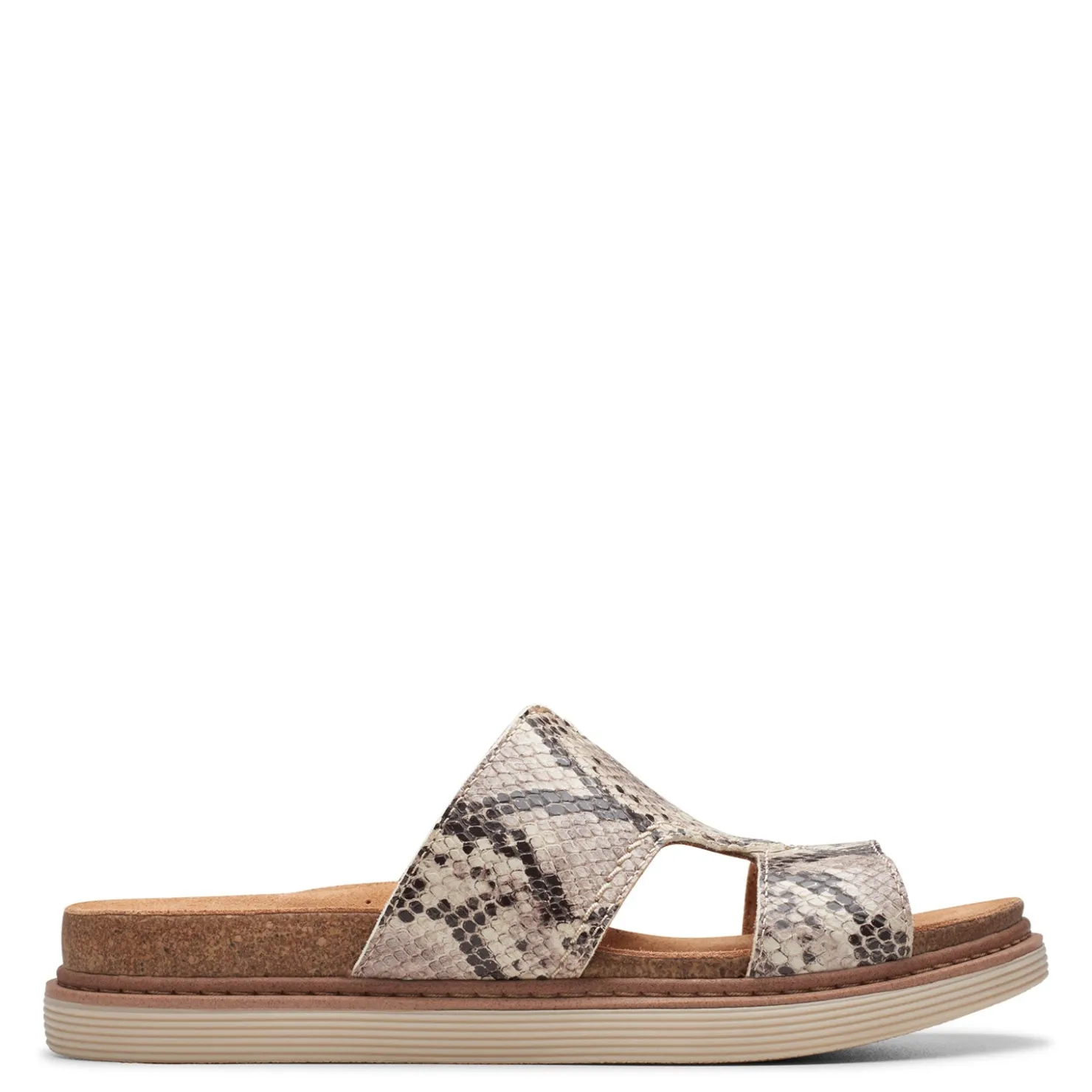 Footbed Sandals*Clarks Women's , Arwell Walk Sandal Snake Print Leather