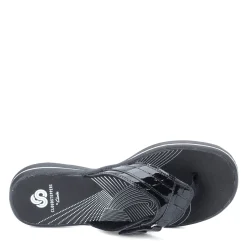 Flip Flops*Clarks Women's , Breeze Sea Sandal Black Patent