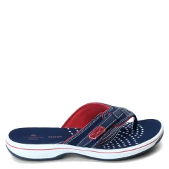 Flip Flops*Clarks Women's , Breeze Sea Sandal Red White Blue
