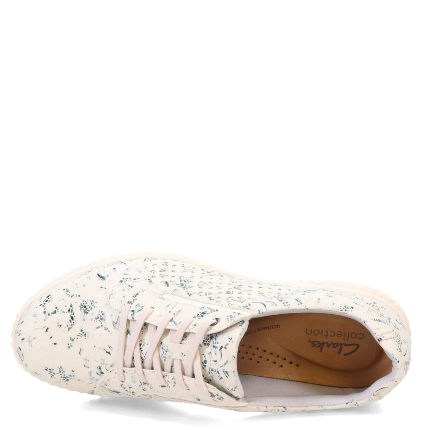 Fashion & Street*Clarks Women's , Caroline Ella Sneaker Beige / Blue Floral
